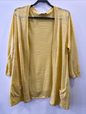 Christopher & Banks Petite Golden Yellow Open Front Cardigan Size Large